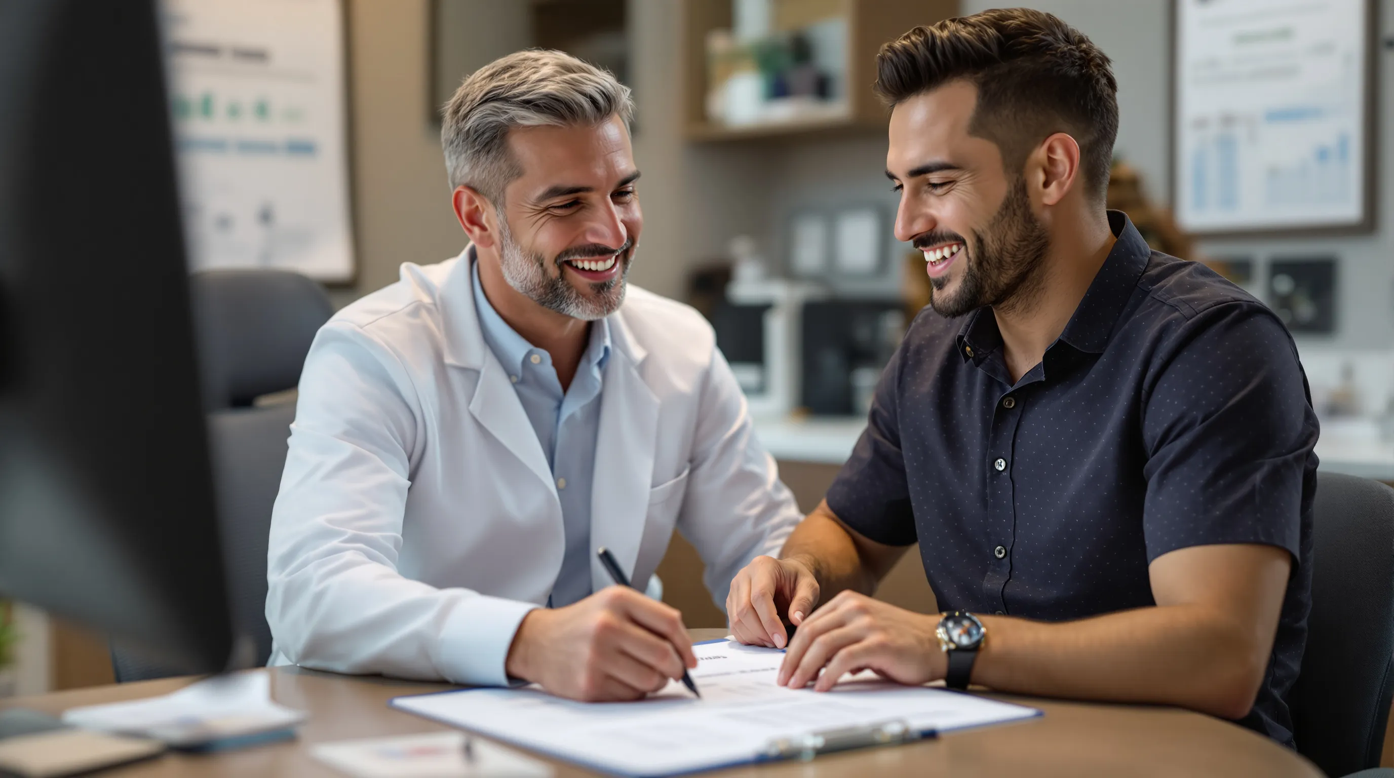 Patient and dentist reviewing dental implant treatment plan and cost breakdown